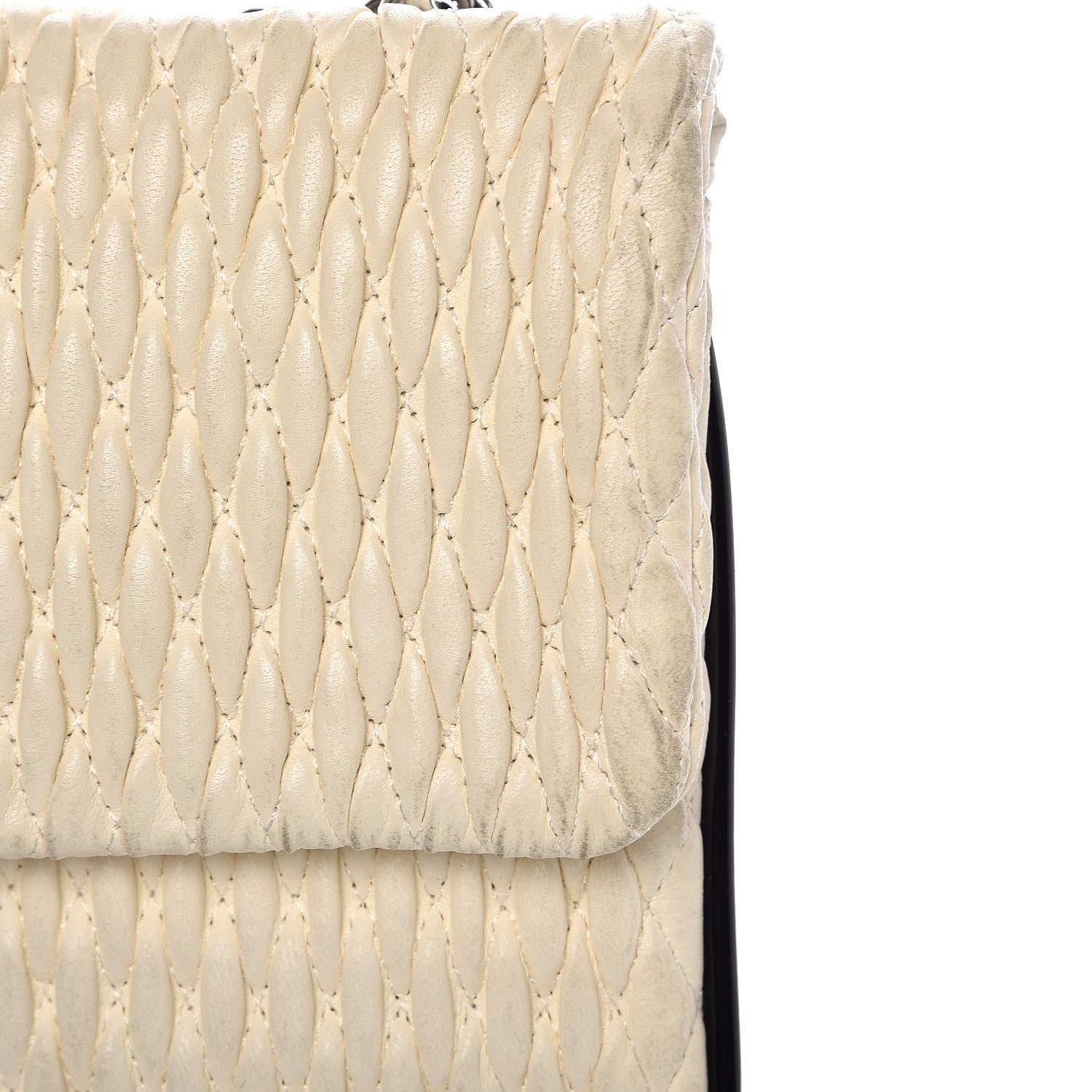 Chanel Vinyl Lambskin Quilted Shoulder Flap Beige Black 9 of 10