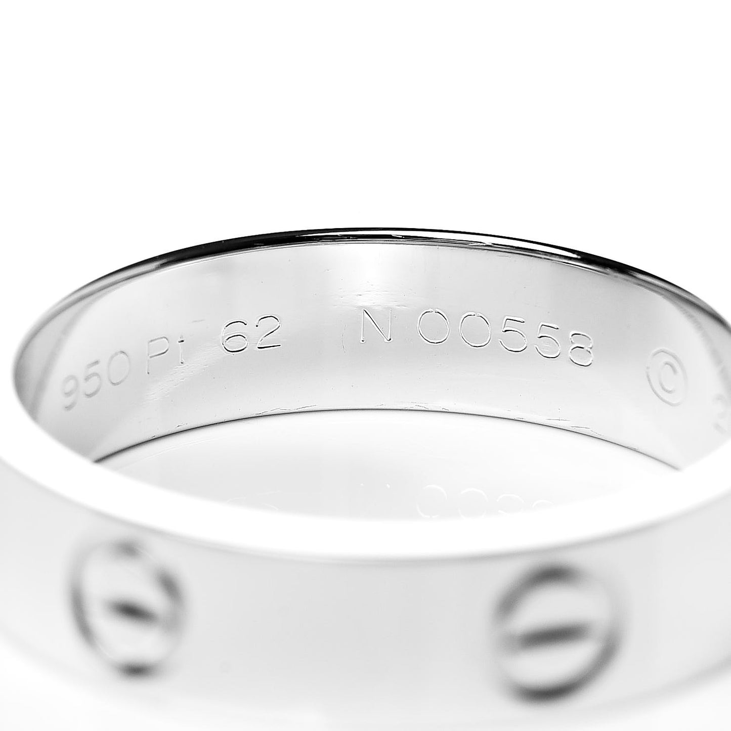 Platinum 5.5mm LOVE Ring 62 10
