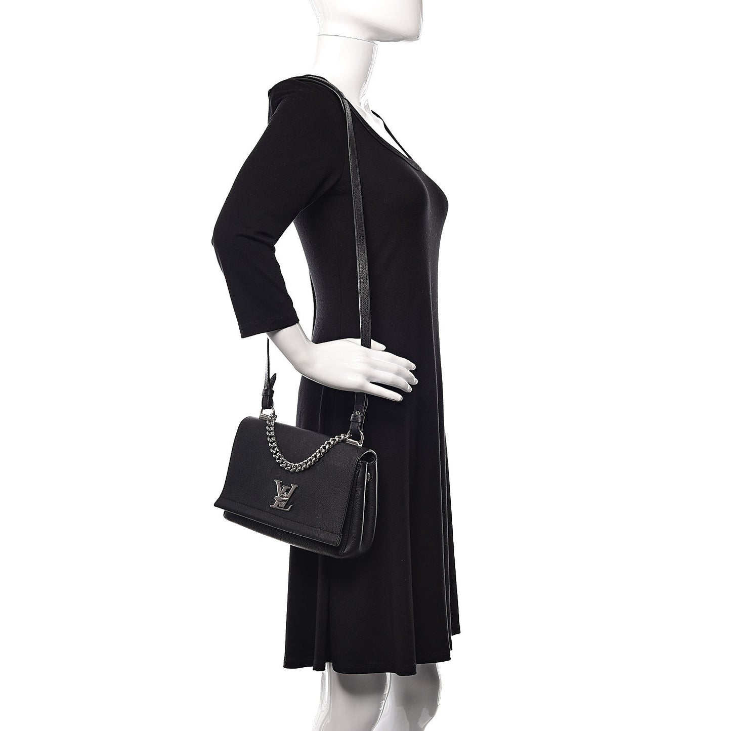 Calfskin Lockme II Chain Bag BB Black
