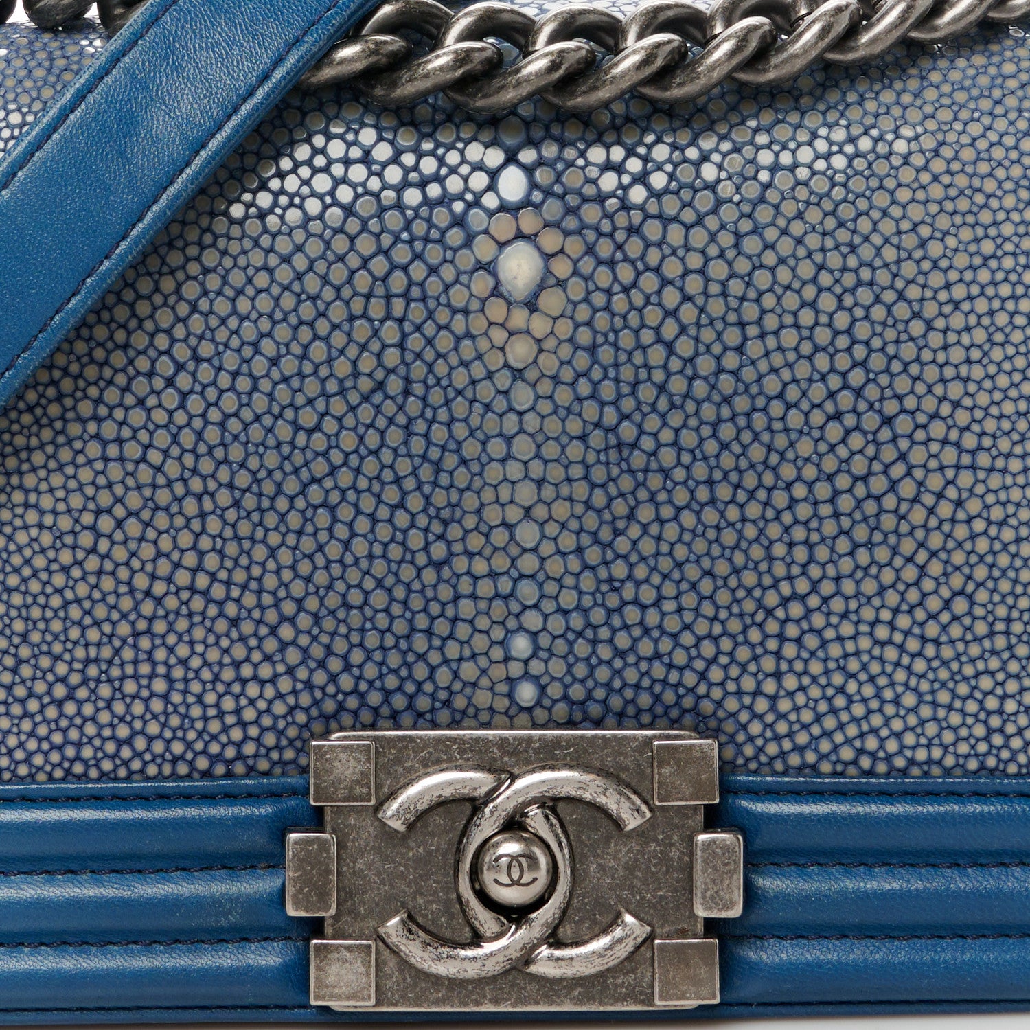 Chanel Galuchat Stingray Small Boy Flap Blue 8 of 12