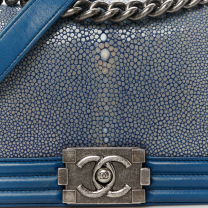 Chanel Galuchat Stingray Small Boy Flap Blue 8 of 12