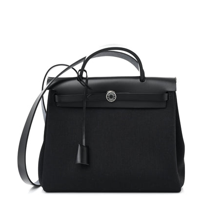 Hermes Military Toile Vache Hunter Herbag Zip Retourne 31 PM Black 1 of 11