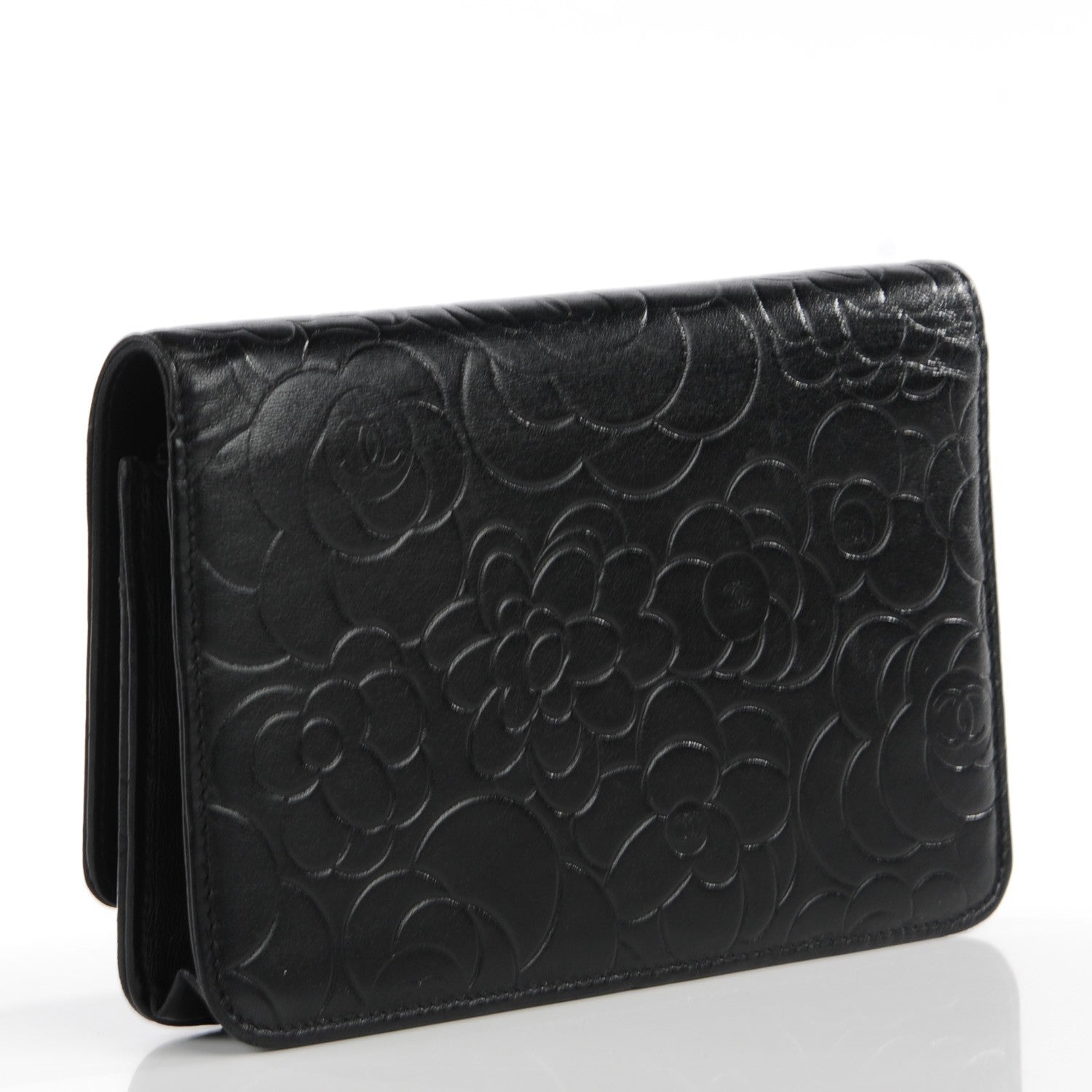 Chanel Lambskin Camellia Wallet on Chain WOC Black 3 of 9