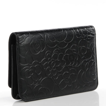 Chanel Lambskin Camellia Wallet on Chain WOC Black 3 of 9