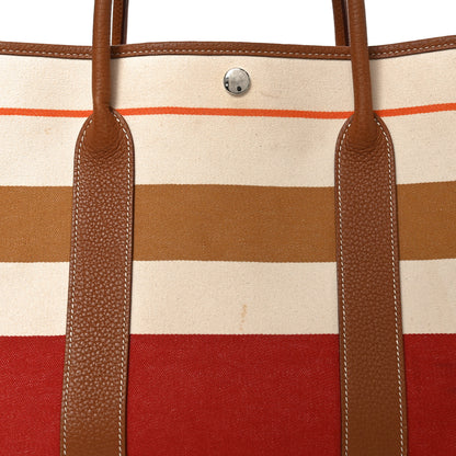 Hermes Toile Striped Negonda Garden Party 36 MM Multicolor Gold 8 of 13