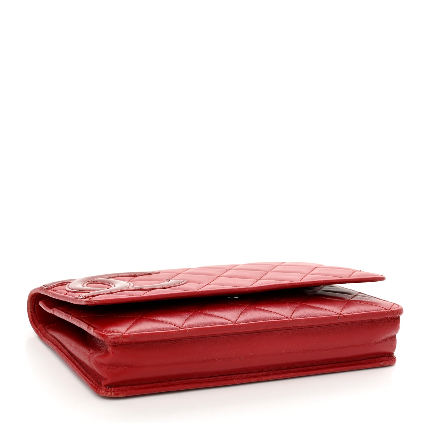 Calfskin Quilted Cambon Wallet On Chain WOC Red