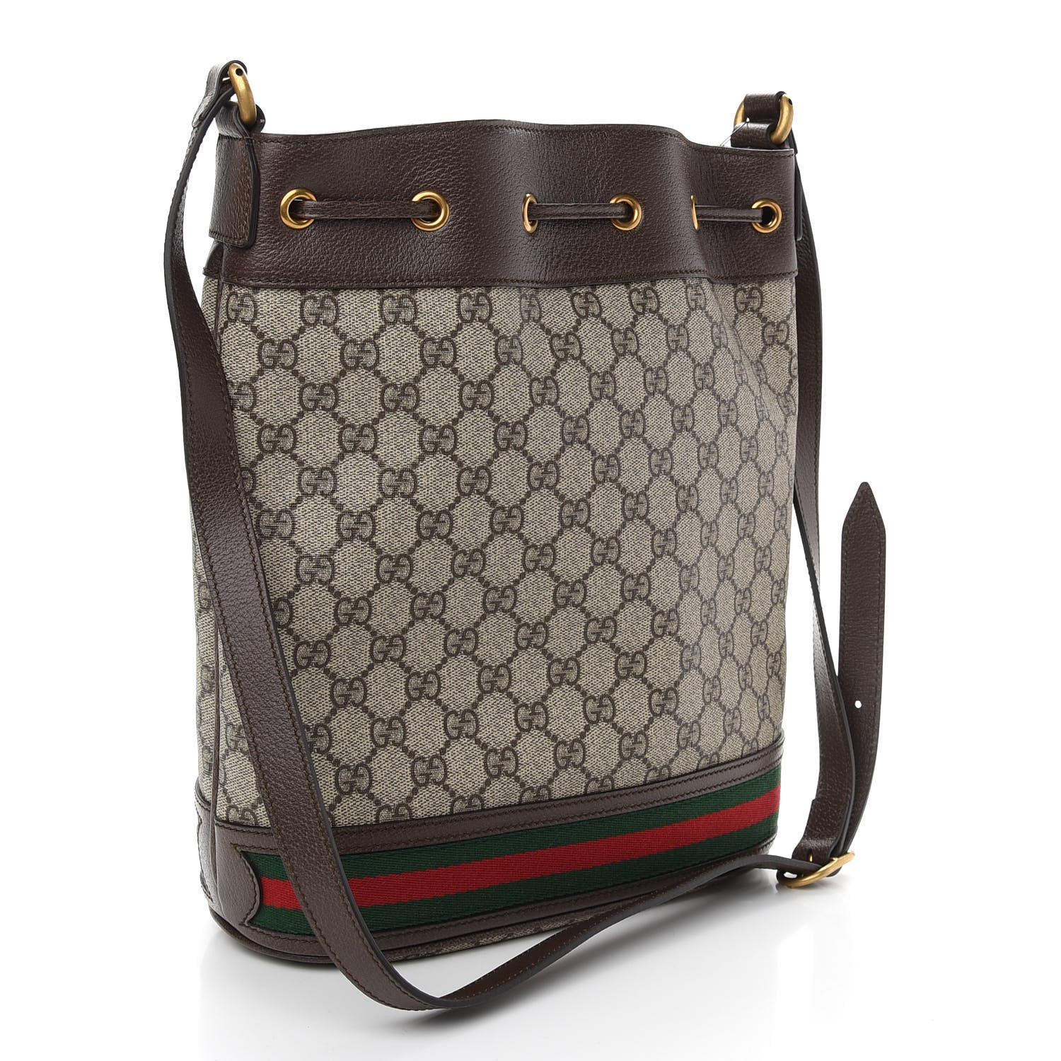 Gucci GG Supreme Monogram Web Ophidia Bucket Bag Brown 3 of 9