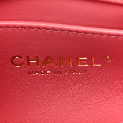 Chanel Lambskin Enamel Quilted Pending CC Mini Square Flap Pink 6 of 10