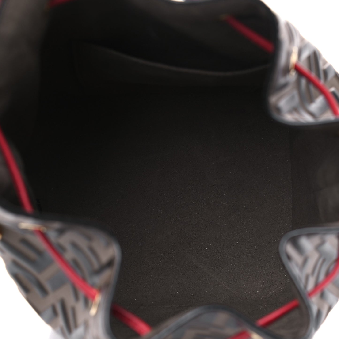Vitello Grace F is Fendi Bi-Color FF 1974 Embossed Grande Mon Tresor Bucket Bag Maya Black Fragola