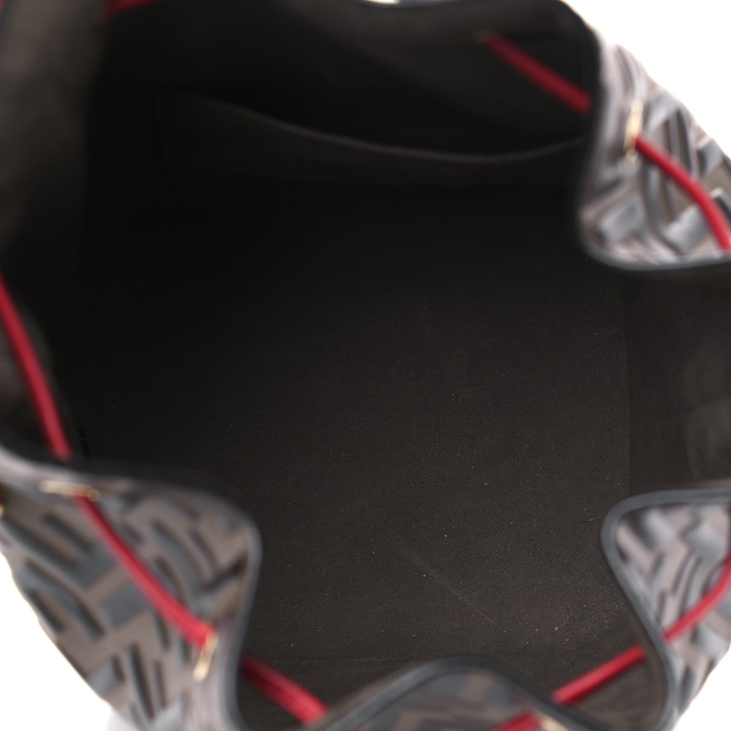 Fendi Vitello Grace F is Fendi Bi-Color FF 1974 Embossed Grande Mon Tresor Bucket Bag Maya Black Fragola 4 of 4