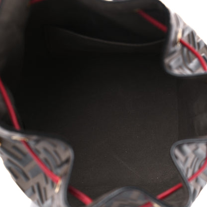 Fendi Vitello Grace F is Fendi Bi-Color FF 1974 Embossed Grande Mon Tresor Bucket Bag Maya Black Fragola 4 of 4