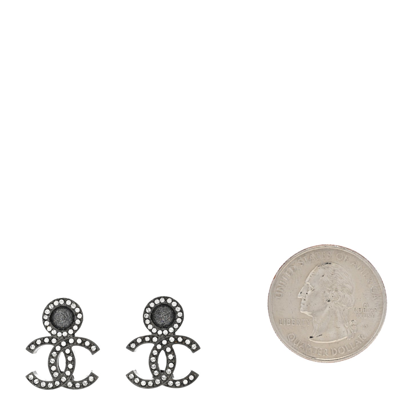Ruthenium Crystal CC Drop Earrings Silver Grey