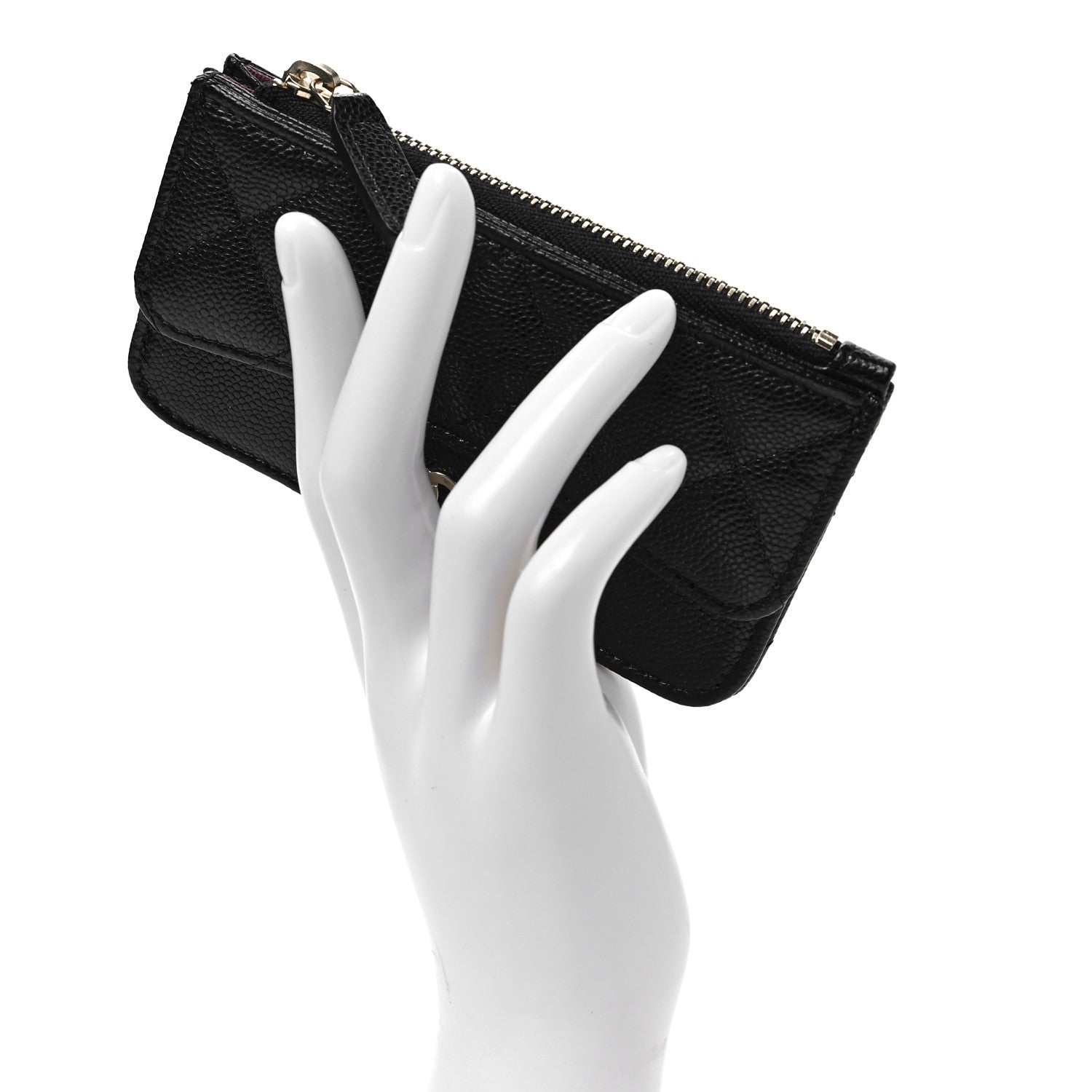 Chanel Caviar Quilted Flap Zip Card Holder Black 2 of 8