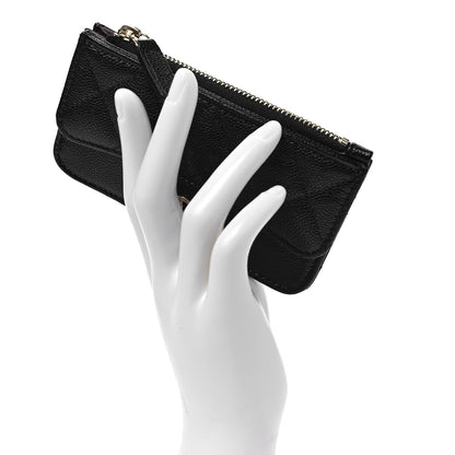 Chanel Caviar Quilted Flap Zip Card Holder Black 2 of 8
