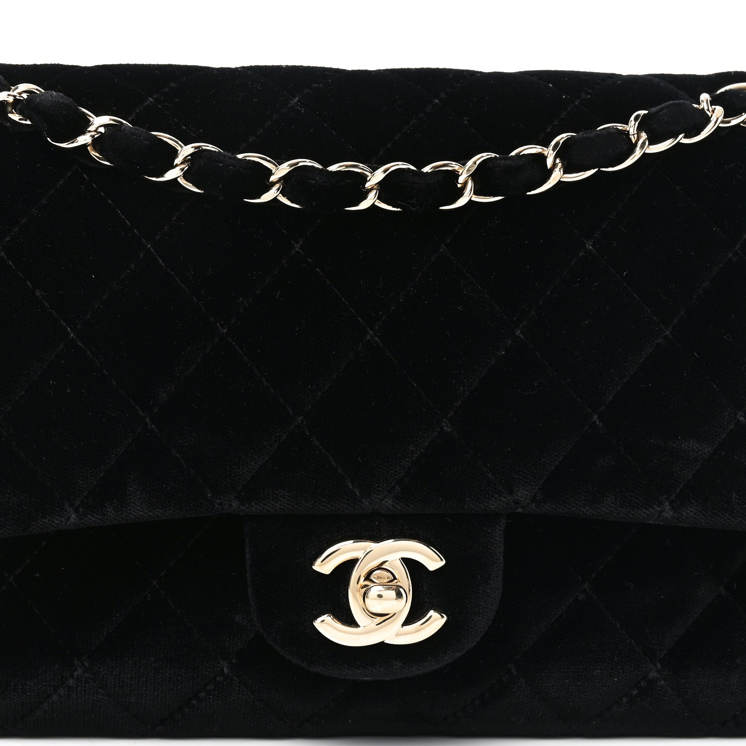 Chanel Velvet Quilted Medium Double Flap Black 7 of 9