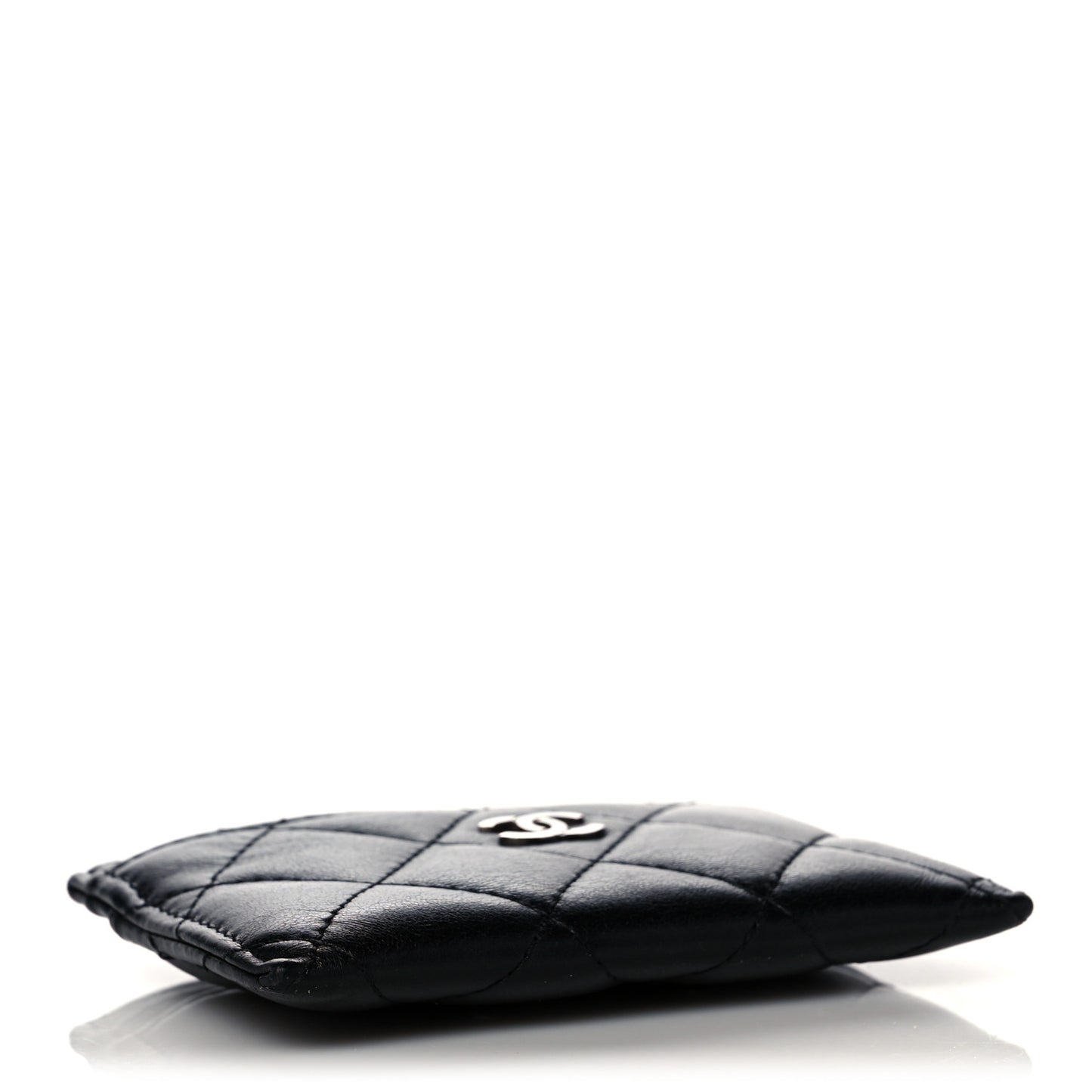 Lambskin Quilted Card Holder Black