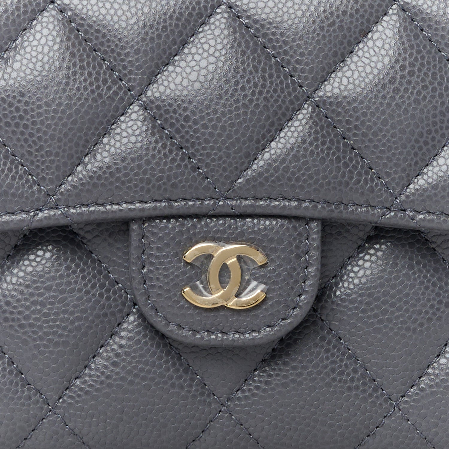 Chanel Caviar Quilted Medium Flap Wallet Grey 10 of 11