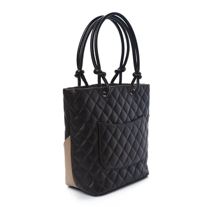 Chanel Calfskin Quilted Medium Cambon Tote Brown Beige 3 of 14