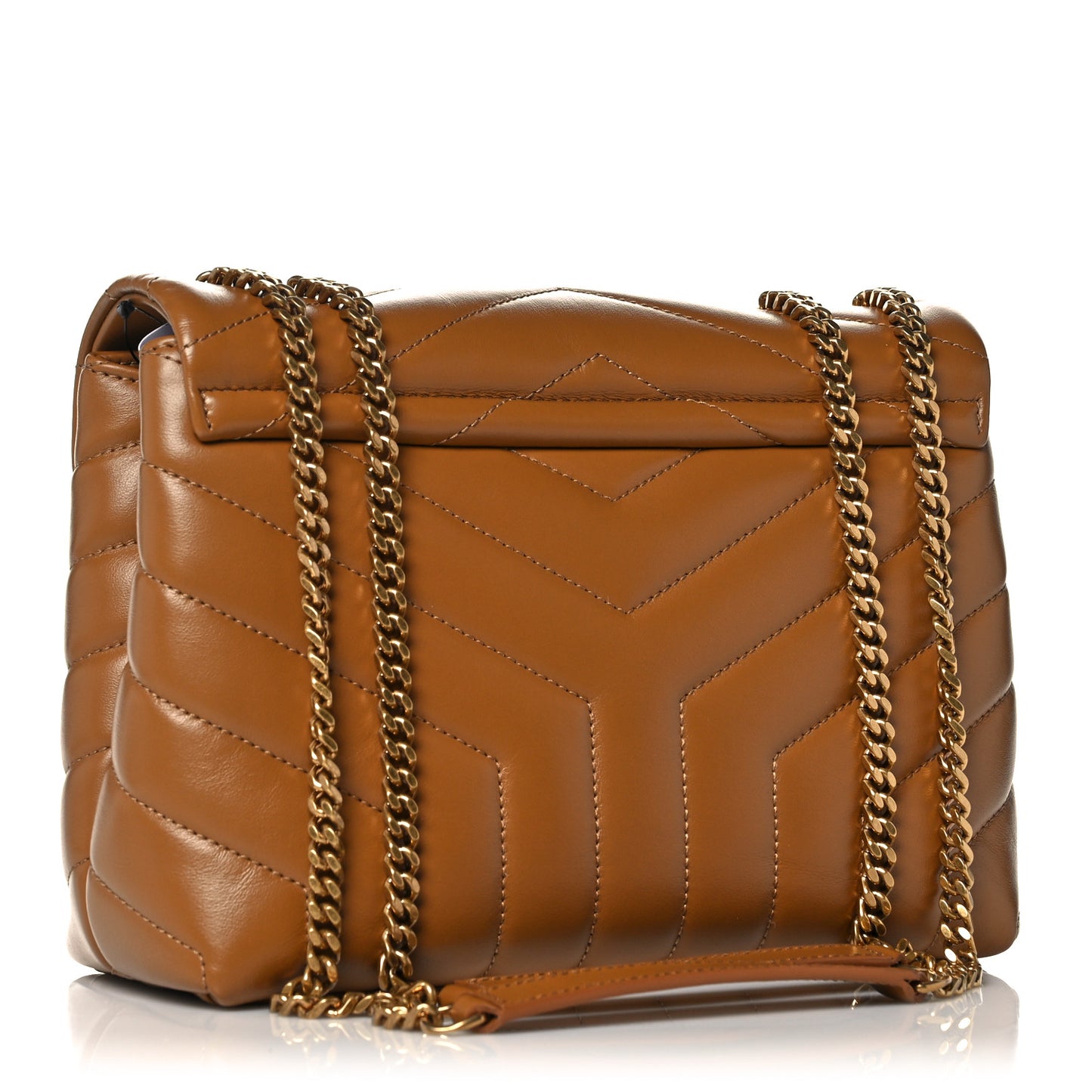 Calfskin Y Quilted Monogram Small Loulou Chain Satchel Dark Natural