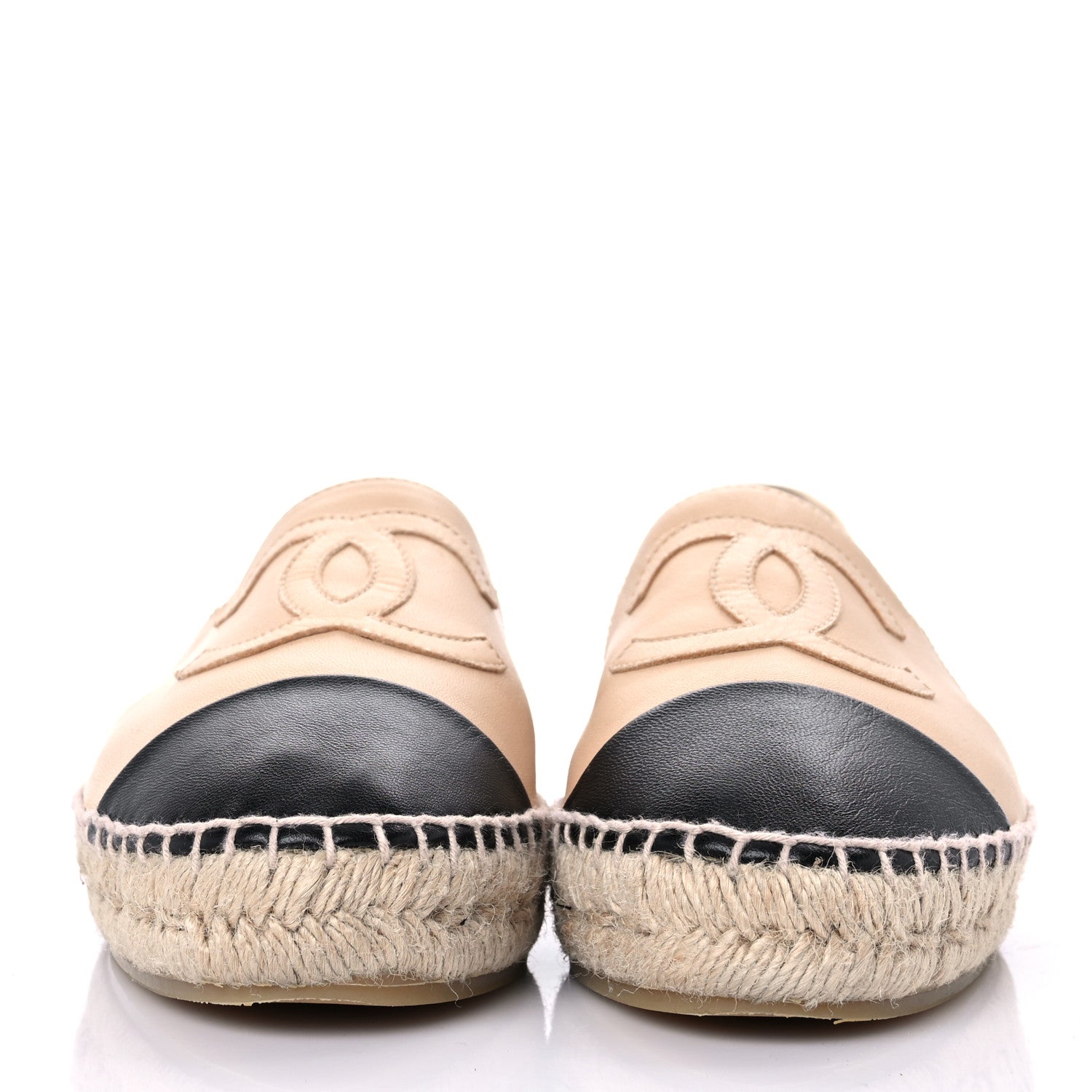 Chanel Lambskin CC Espadrilles 39 Beige Black 2 of 12