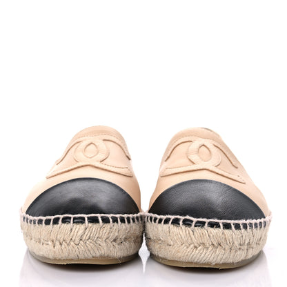 Chanel Lambskin CC Espadrilles 39 Beige Black 2 of 12