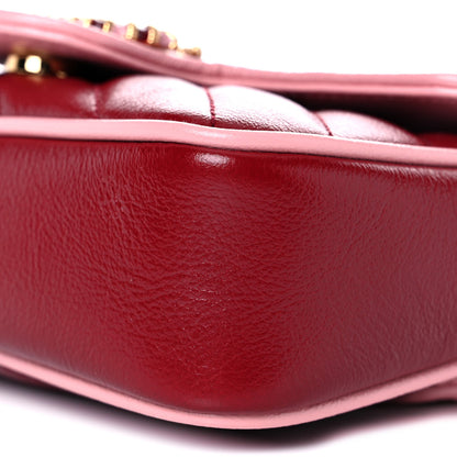 Gucci Azalea Calfskin Enamel Matelasse Diagonal Super Mini Torchon GG Marmont Shoulder Bag New Cherry Red Wild Rose 9 of 10
