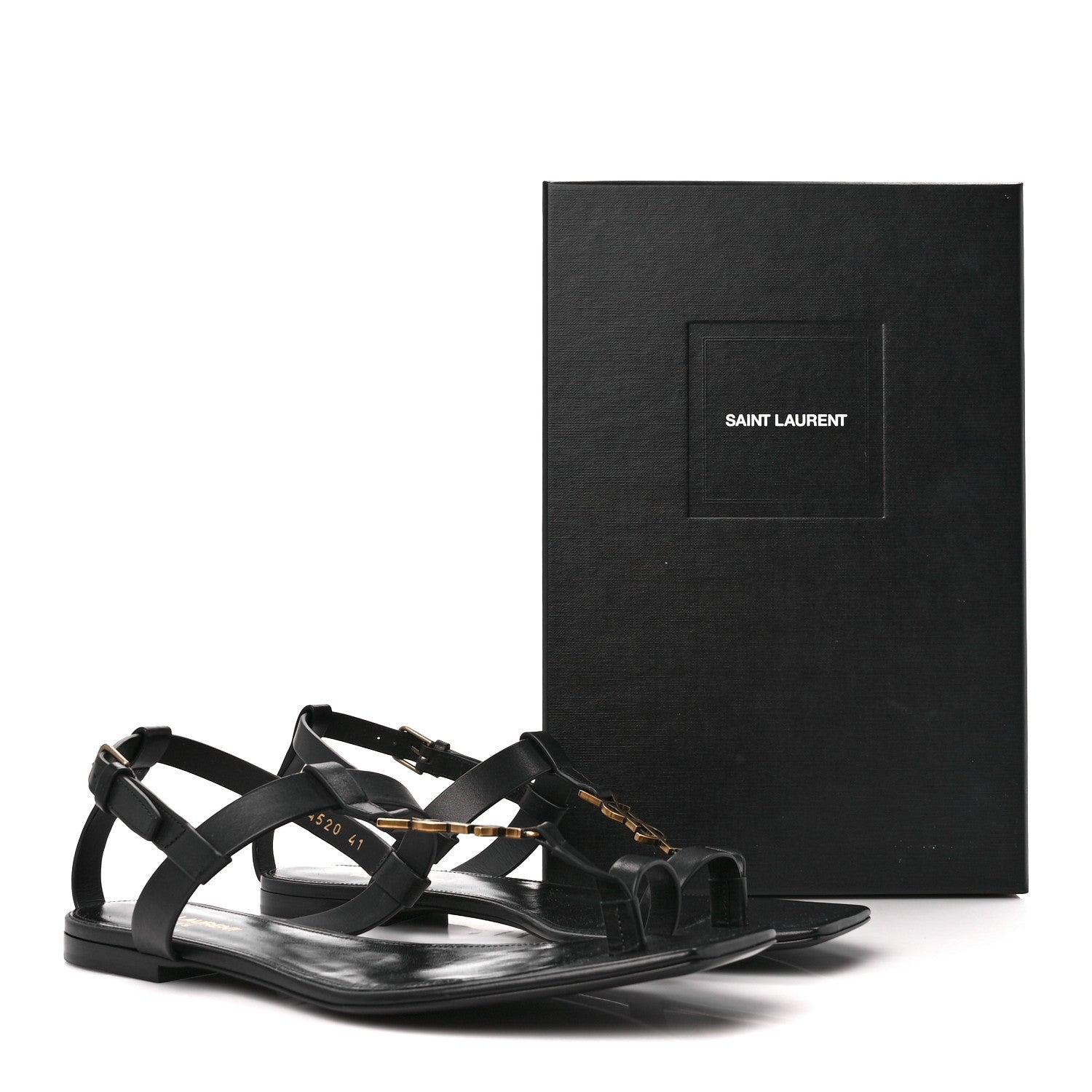 Saint Laurent Calfskin Cassandra Monogram Sandals 41 Black 9 of 9