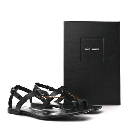 Saint Laurent Calfskin Cassandra Monogram Sandals 41 Black 9 of 9