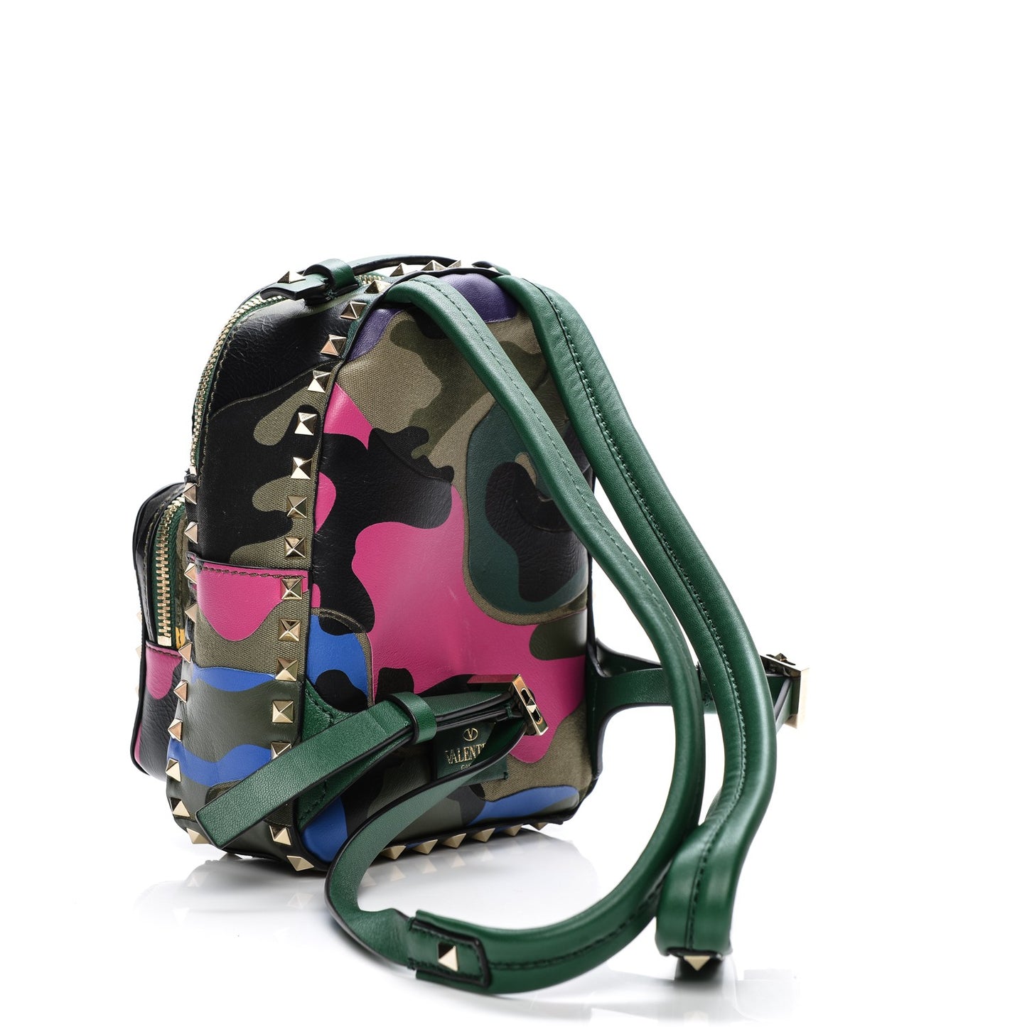 Nylon Calfskin Camouflage Mini Rockstud Backpack Multicolor