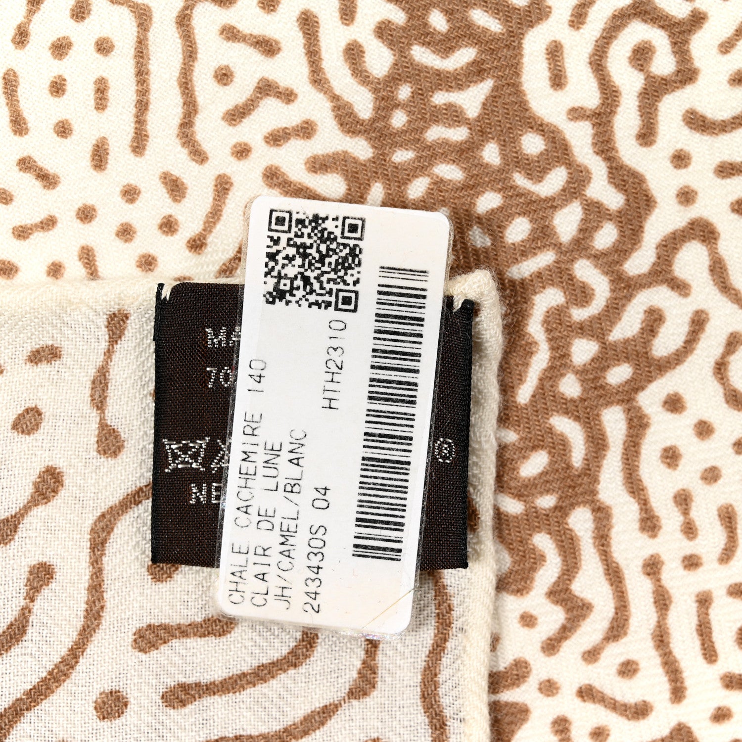 Hermes Silk Cashmere Clair De Lune Shawl 140 Camel White 5 of 5