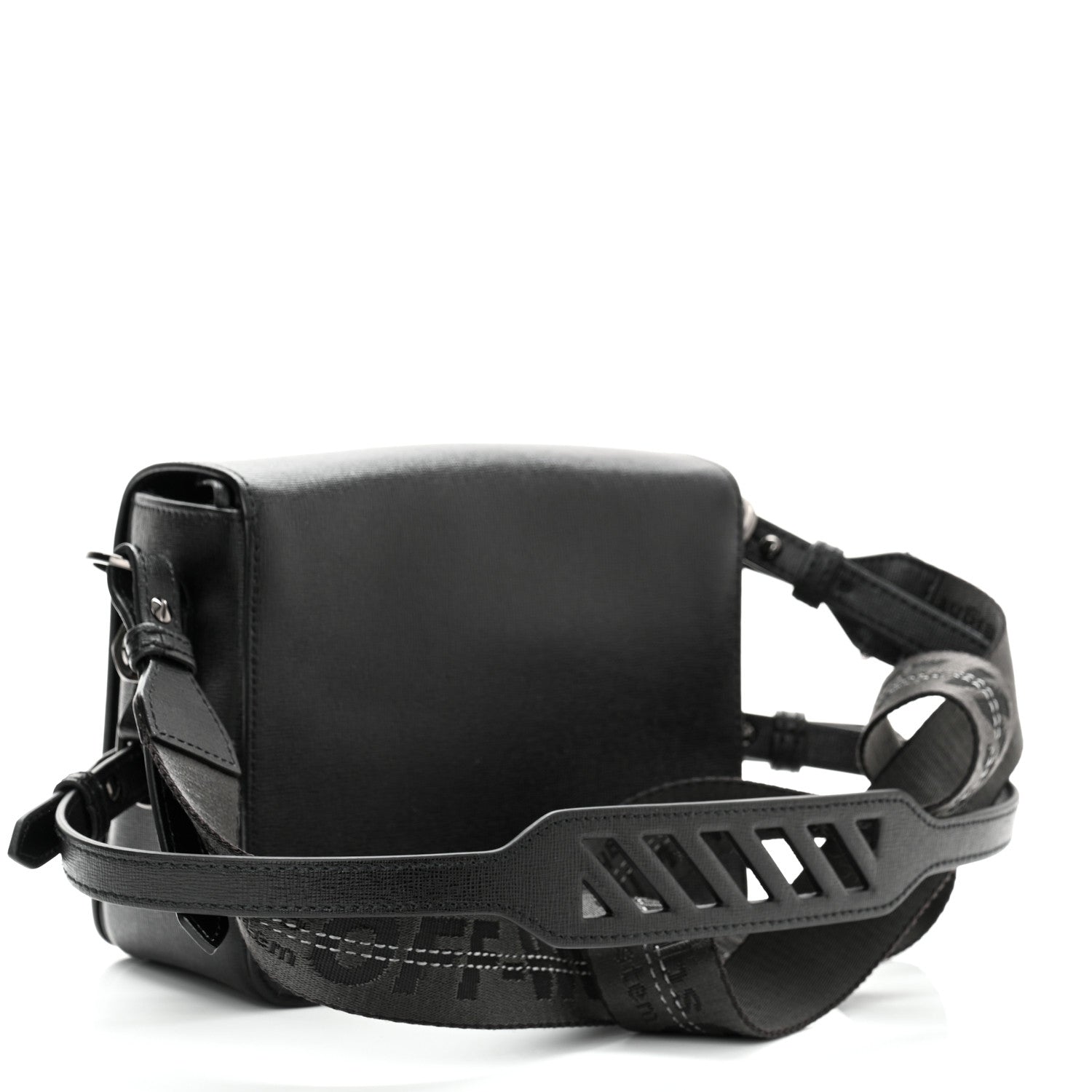 Off-White Saffiano Striped Mini Diag Binder Clip Bag Black White 2 of 10