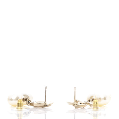 Chanel Pearl CC Heart Drop Earrings Gold 3 of 4