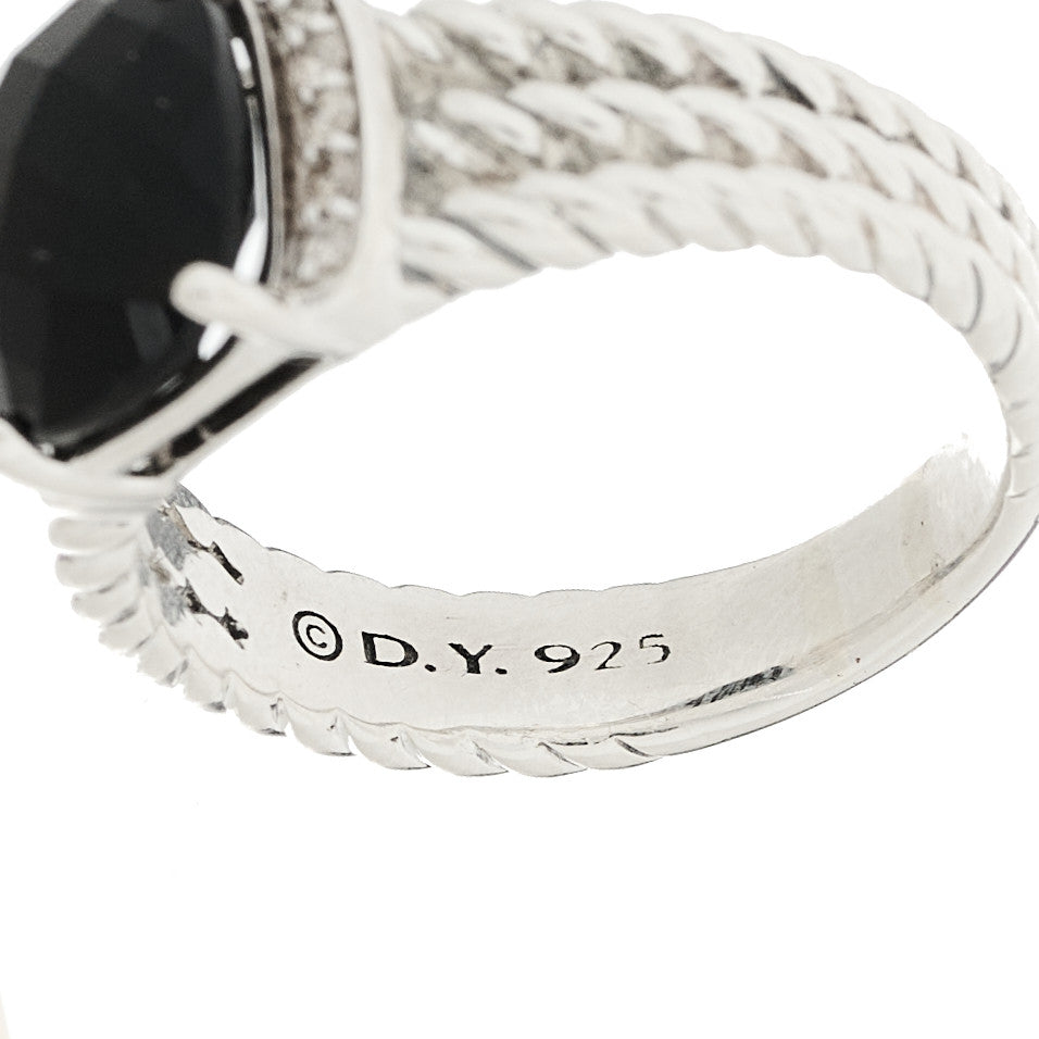 Sterling Silver Diamond Black Onyx 10mm Petite Wheaton Ring 57 8