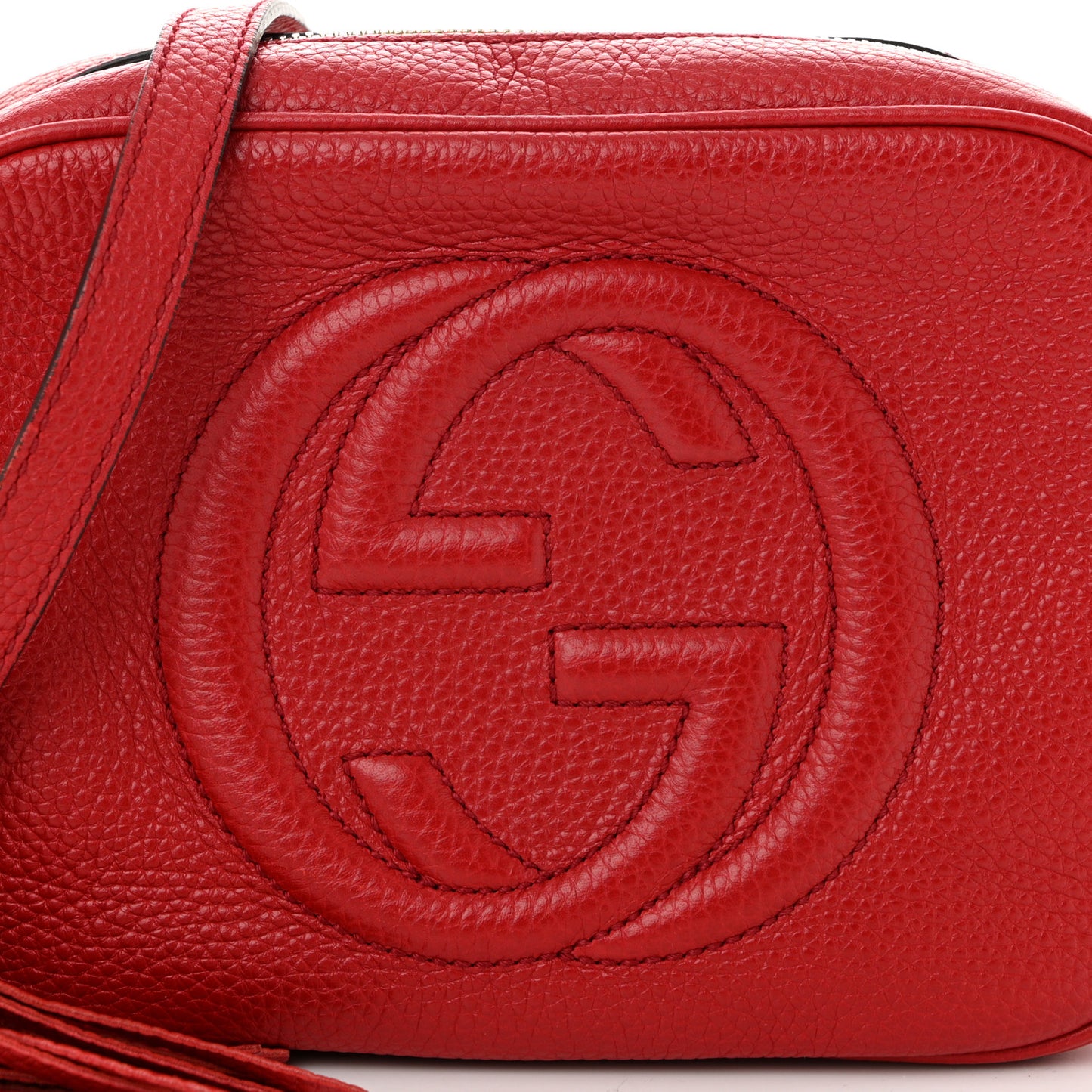 Pebbled Calfskin Small Soho Disco Bag Vibrant Red