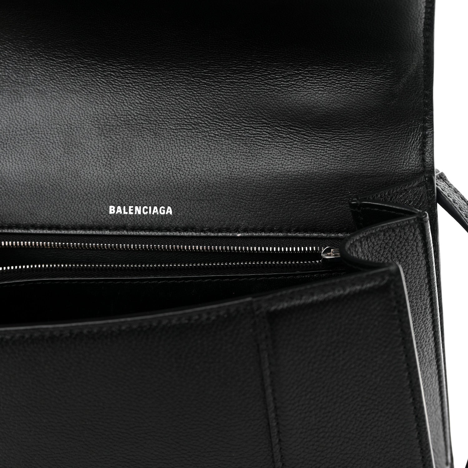 Balenciaga Grained Calfskin Medium Hourglass Top Handle Bag Black 13 of 19