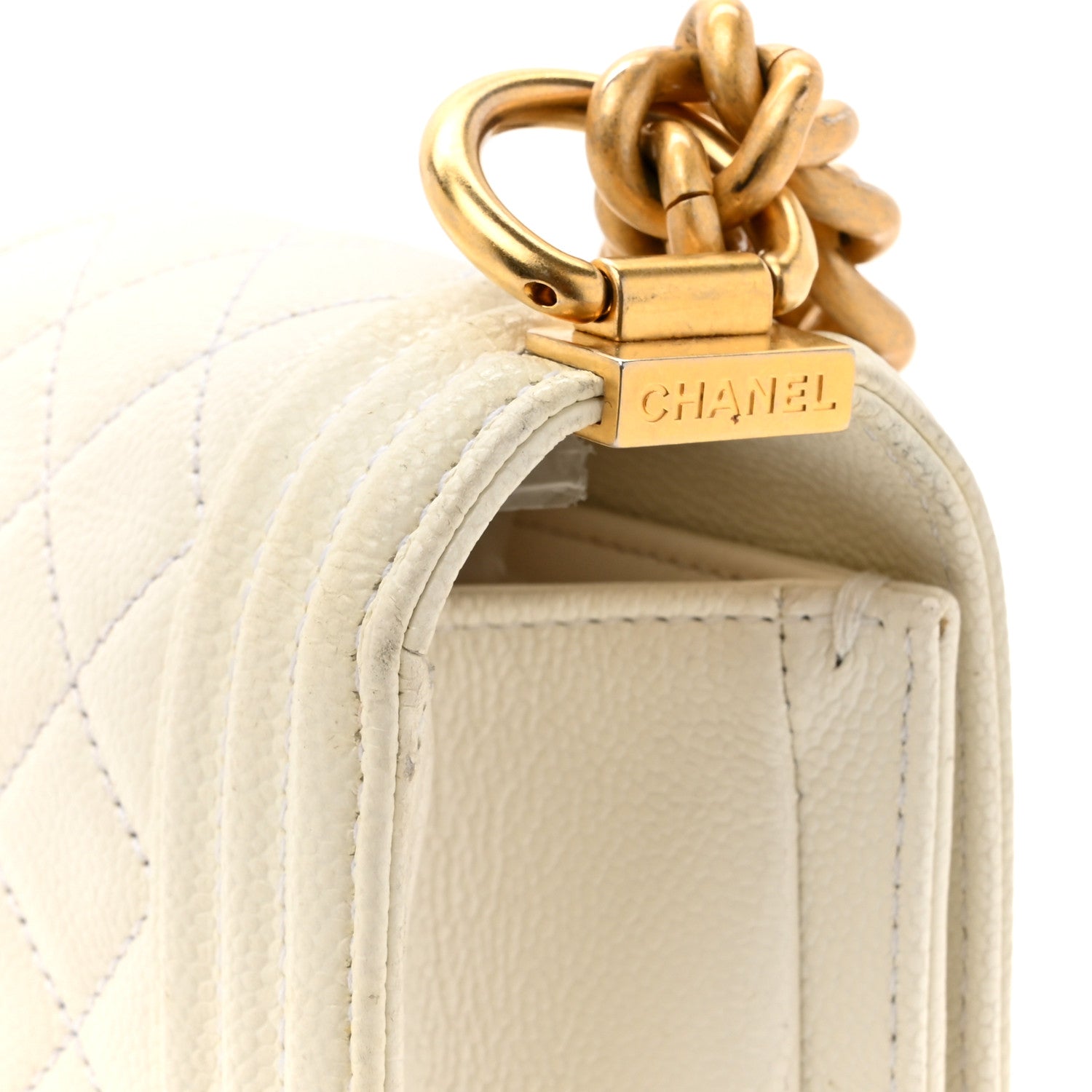 Chanel Caviar Quilted Medium Boy Flap White 18 of 19