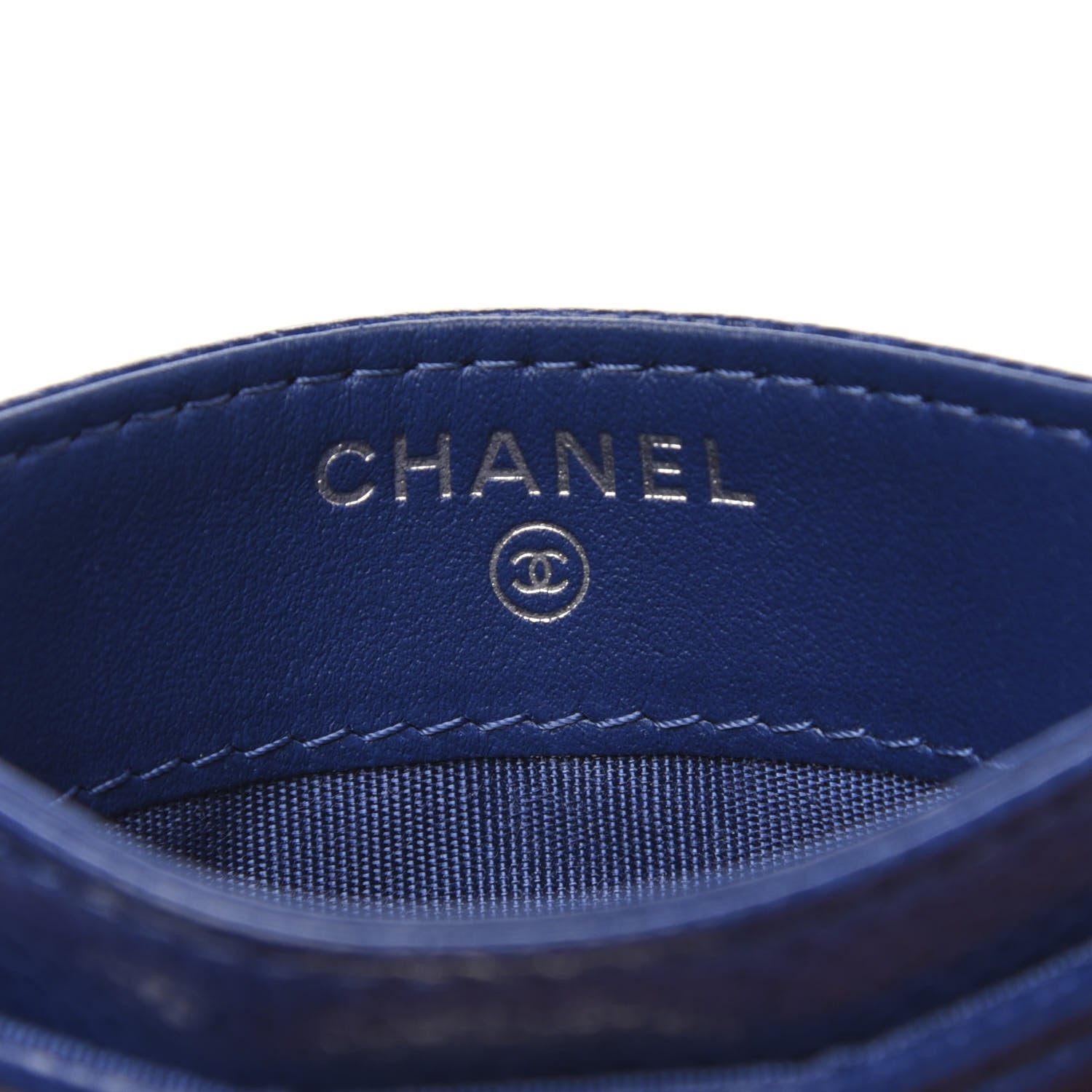 Chanel Caviar Quilted Chevron Boy Card Holder Blue 6 of 9