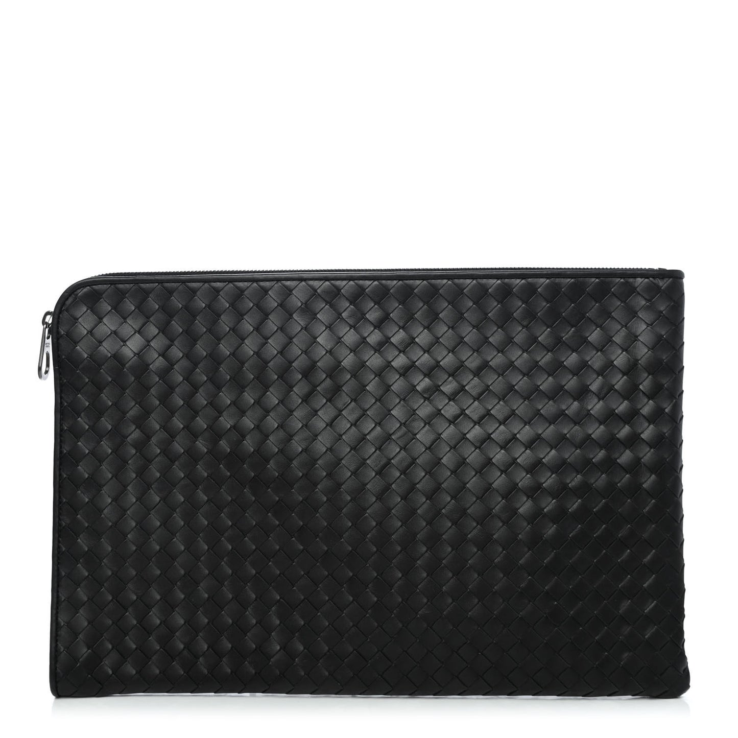 Nappa Intrecciato Flat Zip Pouch Black