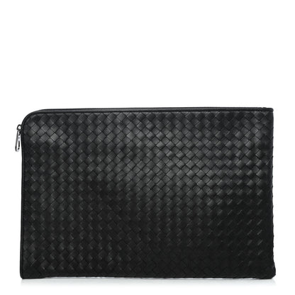 Bottega Veneta Nappa Intrecciato Flat Zip Pouch Black 1 of 4