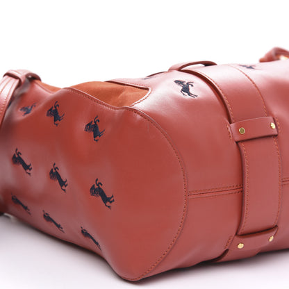 Chloe Smooth Calfskin Little Horses Embroidered Tao Zipped Tote Earthy Red 8 of 10