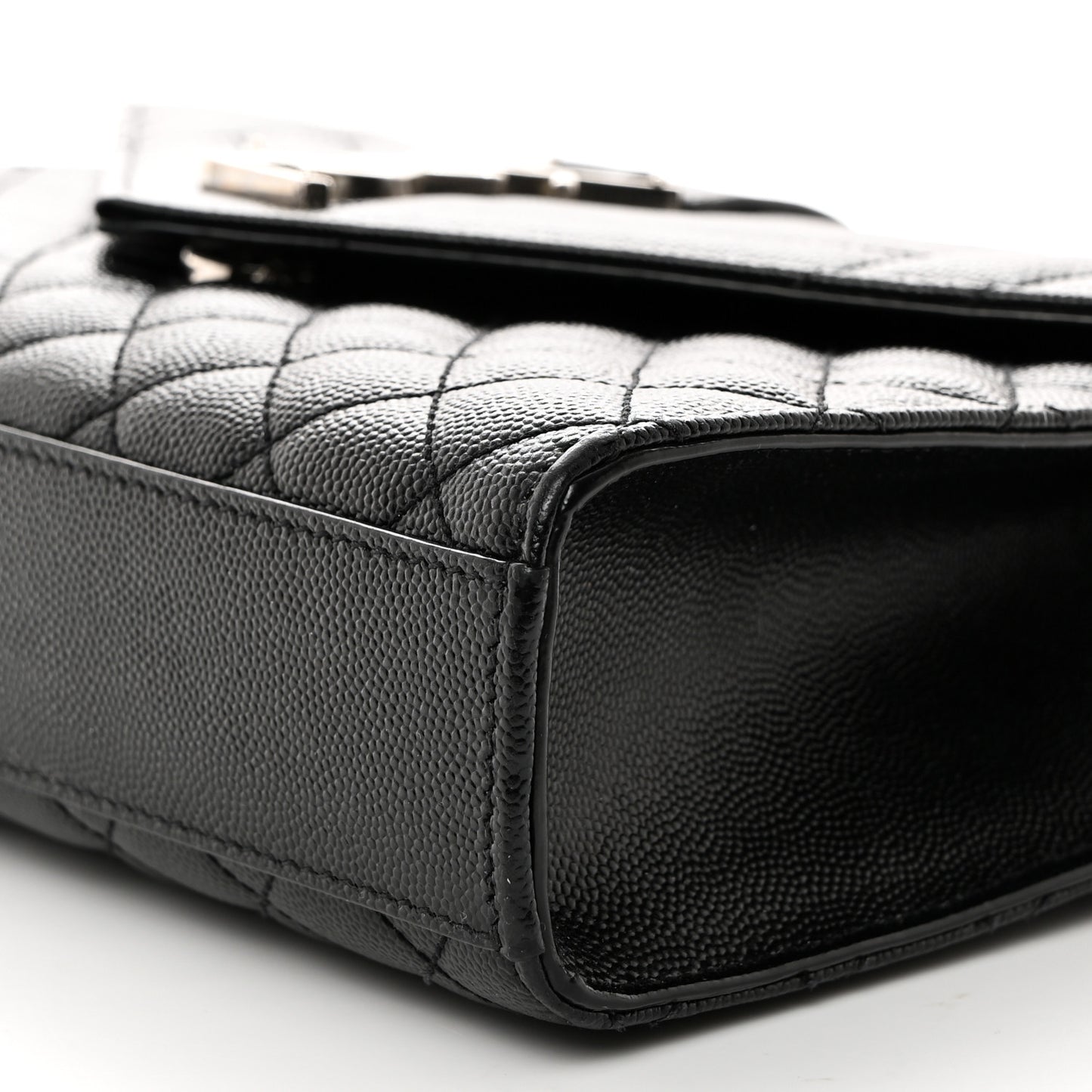 Grain De Poudre Textured Mixed Matelasse Triquilt Medium Monogram Satchel Black