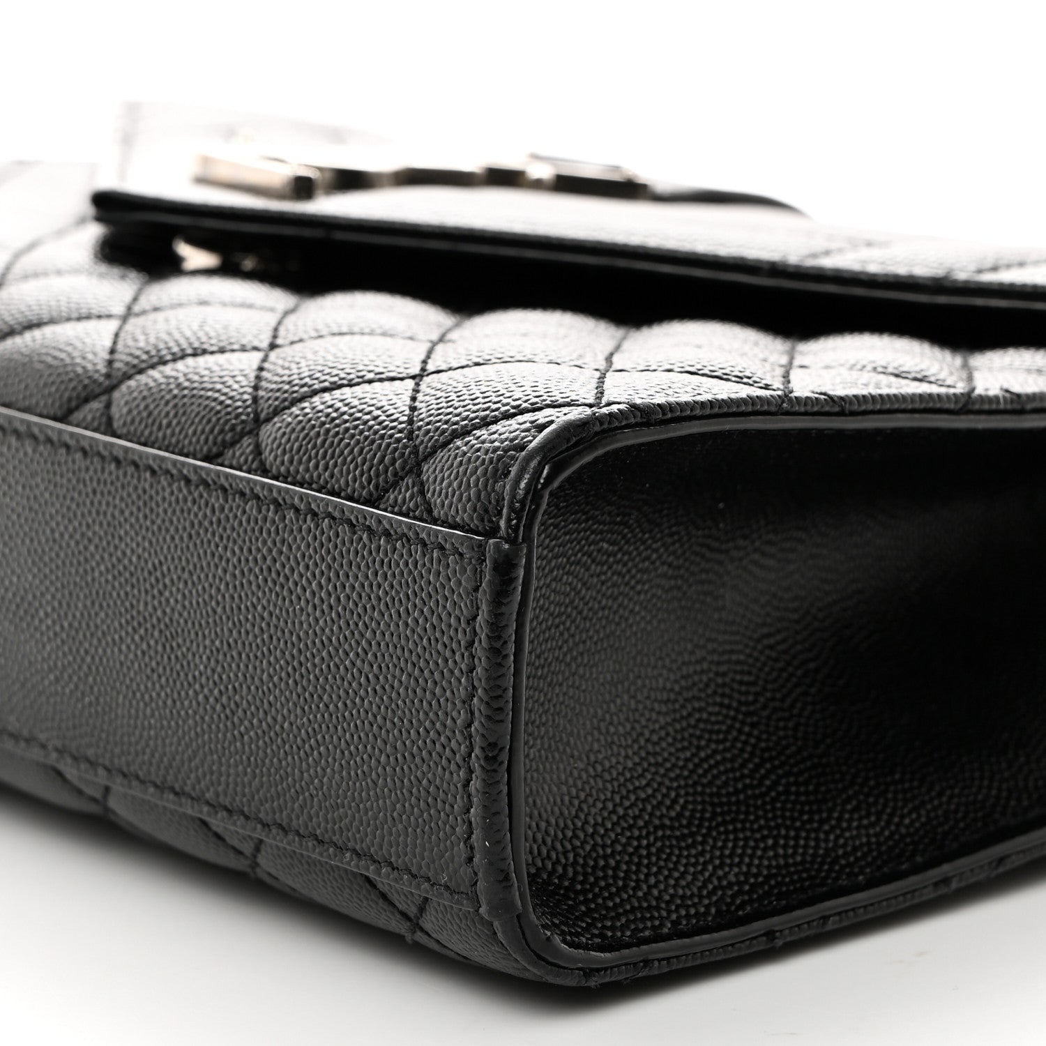Saint Laurent Grain De Poudre Textured Mixed Matelasse Triquilt Medium Monogram Satchel Black 10 of 10