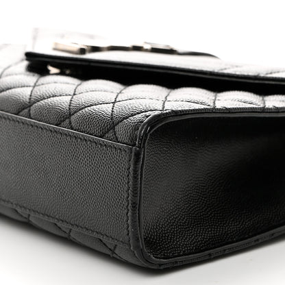 Saint Laurent Grain De Poudre Textured Mixed Matelasse Triquilt Medium Monogram Satchel Black 10 of 10