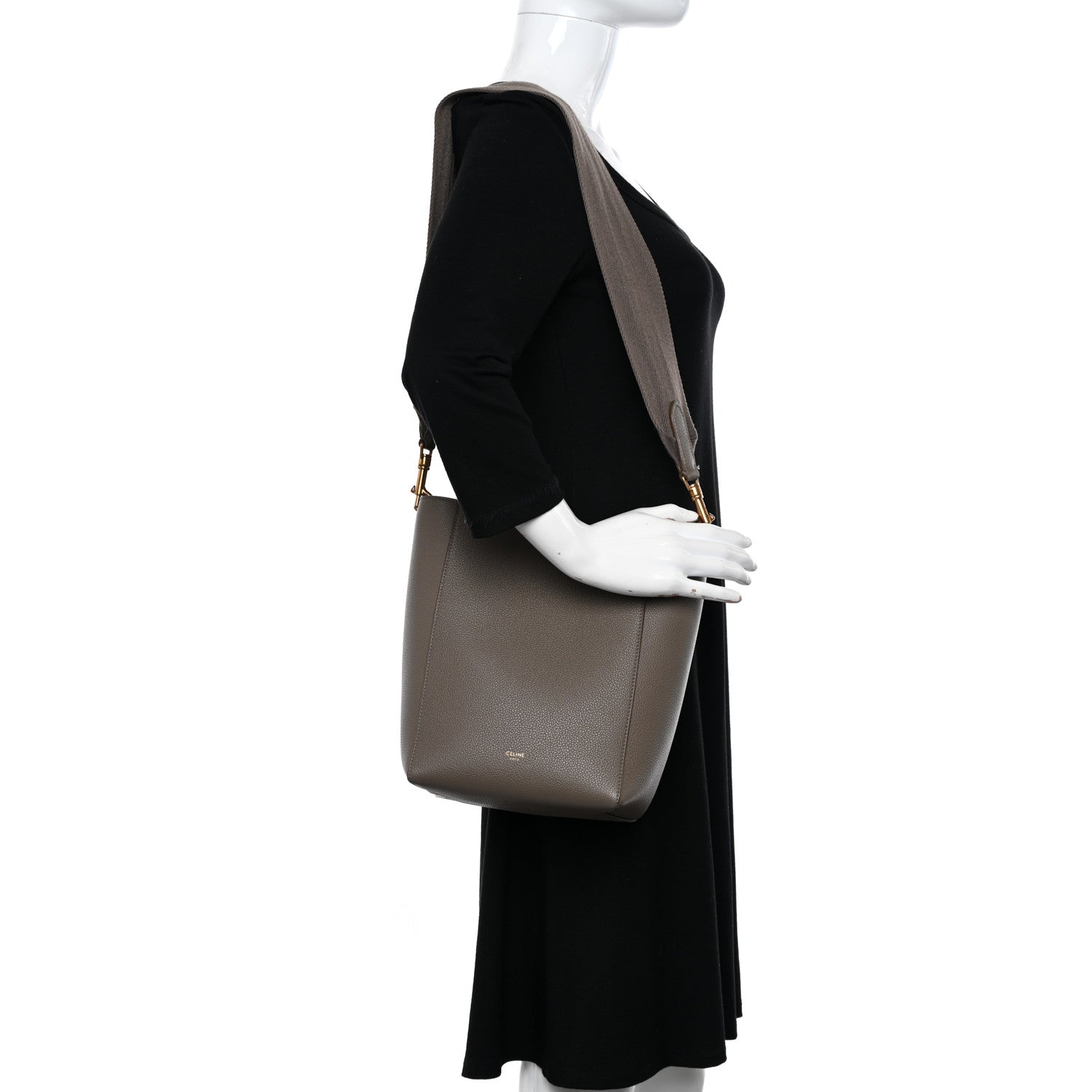 Celine Soft Grained Calfskin Small Sangle Bucket Bag Taupe 2 of 11