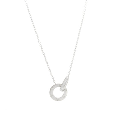 Cartier 18K White Gold Diamond Interlocking LOVE Paved Necklace 8 of 9