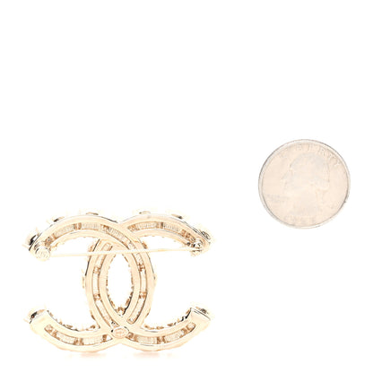 Chanel Crystal Pearl CC Dazzling Domino Brooch Gold Black Pearly White 2 of 3