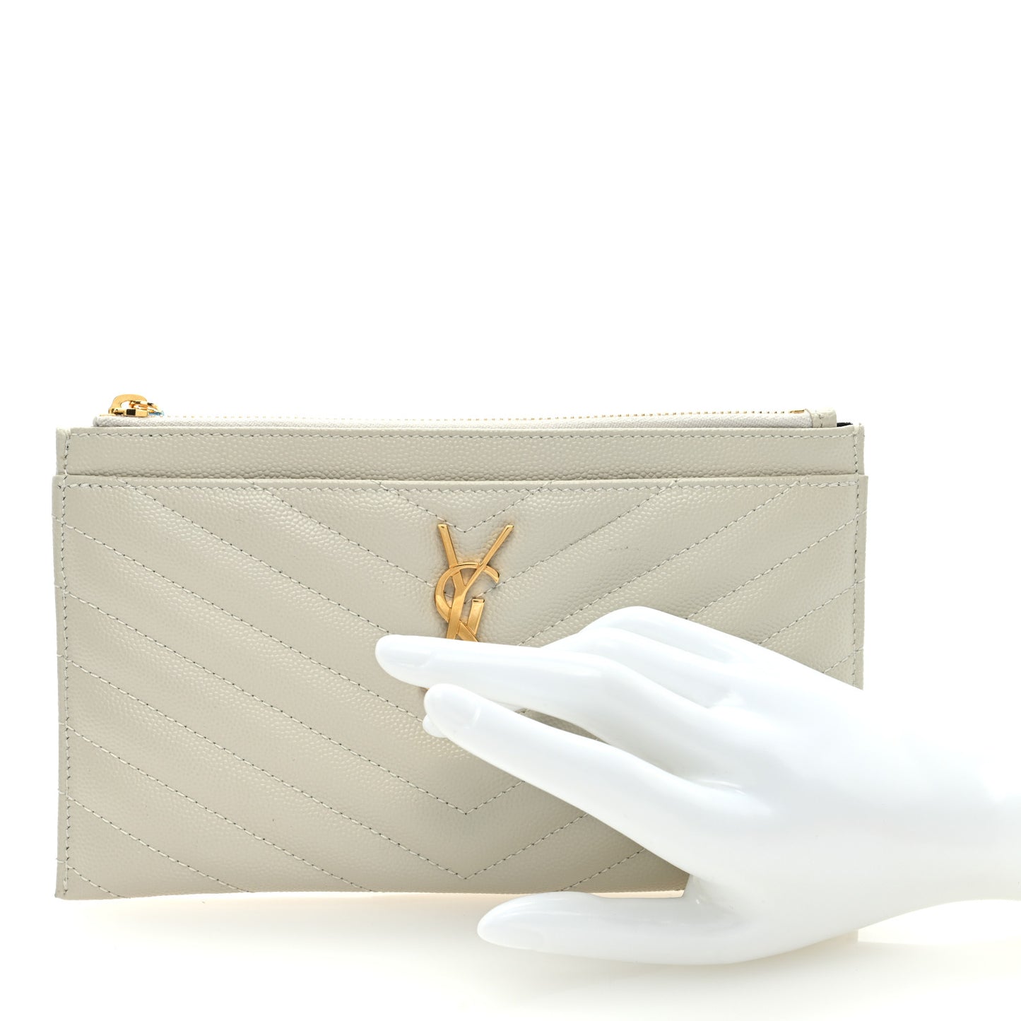 Grain De Poudre Chevron Monogram Bill Pouch Crema Soft