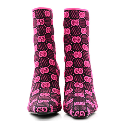 Gucci Technical Jersey Knit GG Monogram Square G 75mm Ankle Boots 38.5 Black Neon Fucsia 2 of 9