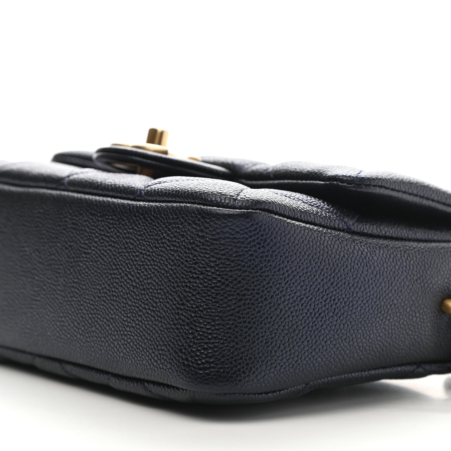 Iridescent Caviar Quilted Mini My Perfect Flap Dark Blue