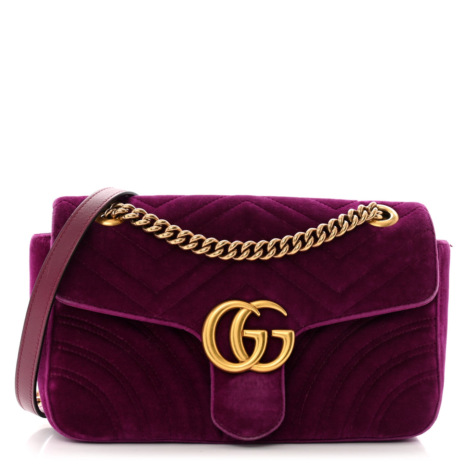 Gucci Velvet Matelasse Small GG Marmont Shoulder Bag Fuchsia Violet Cyclamen 1 of 14